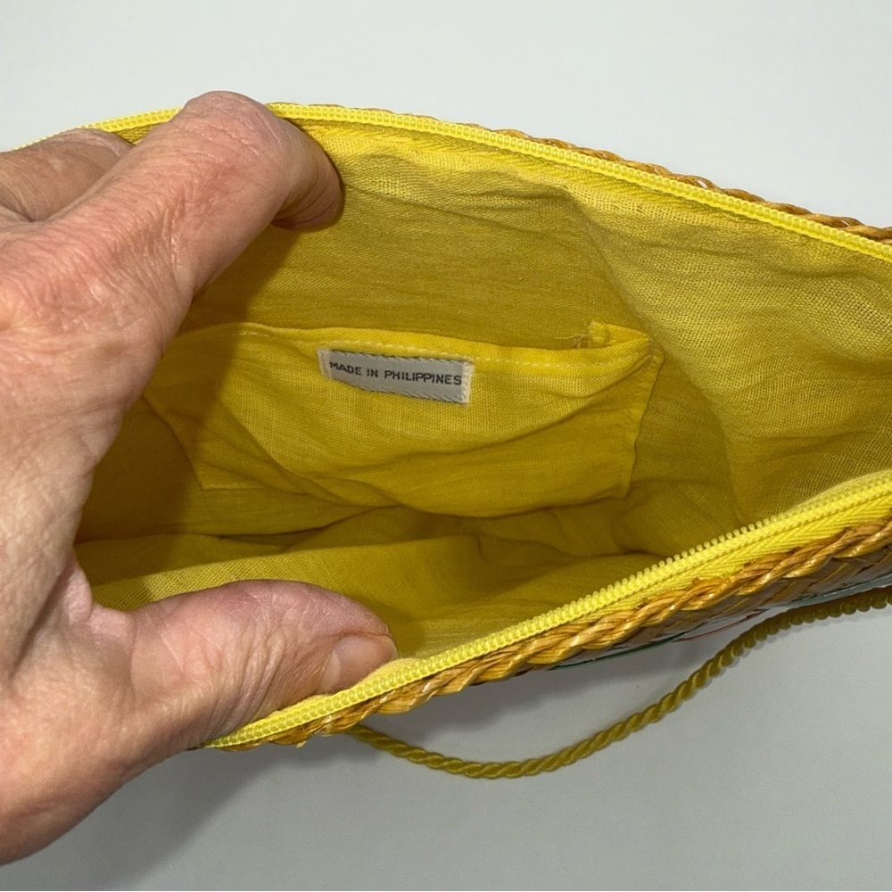 Yellow Woven Straw Shoulder Purse Crossbody Clutch Bag | No brand, Zip Top - Picture 5 of 11
